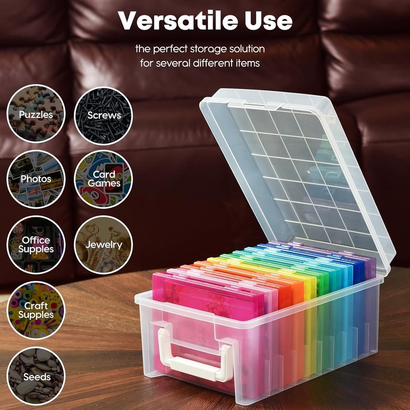 A-Link Photo Storage Box 5 x 7 In Photo Case, 10 Inner Large Photo Keeper, Photo Storage Container, Seed Craft Cards Pictures Organizer, Plastic Office Organizer with Sticker - Colored - Image 5